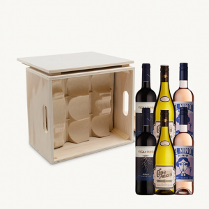 6 Bottle Wine Box | Premium Wooden Crate Gift Set (2 Red, 2 White, 2 Rosé)