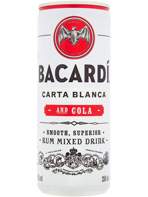 Bacardi Carta Blanca and Cola Cans 12 x 250ml