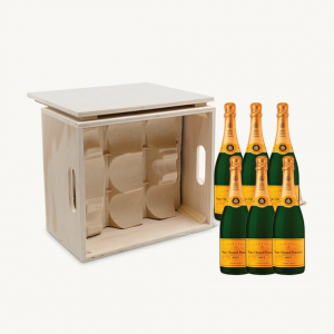Veuve Clicquot Brut Champagne Case | 6 Bottle Luxury Wooden Crate Gift Set