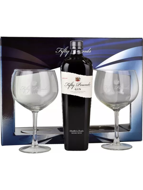 Fifty Pounds Gin 2 Glass Gift Pack 70Cl
