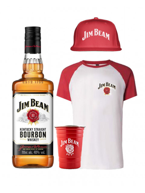 Jim Beam Bourbon, T-Shirt, Hat and Metal Cup Bundle