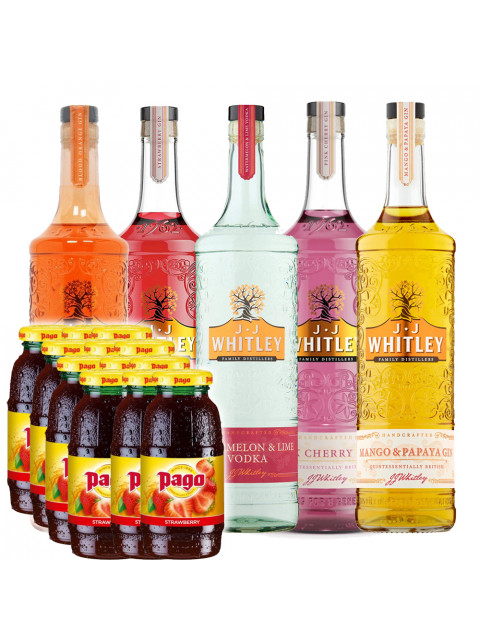 3 x JJ Whitley Gin's 70cl + Free case of Pago (Choice of flavours)